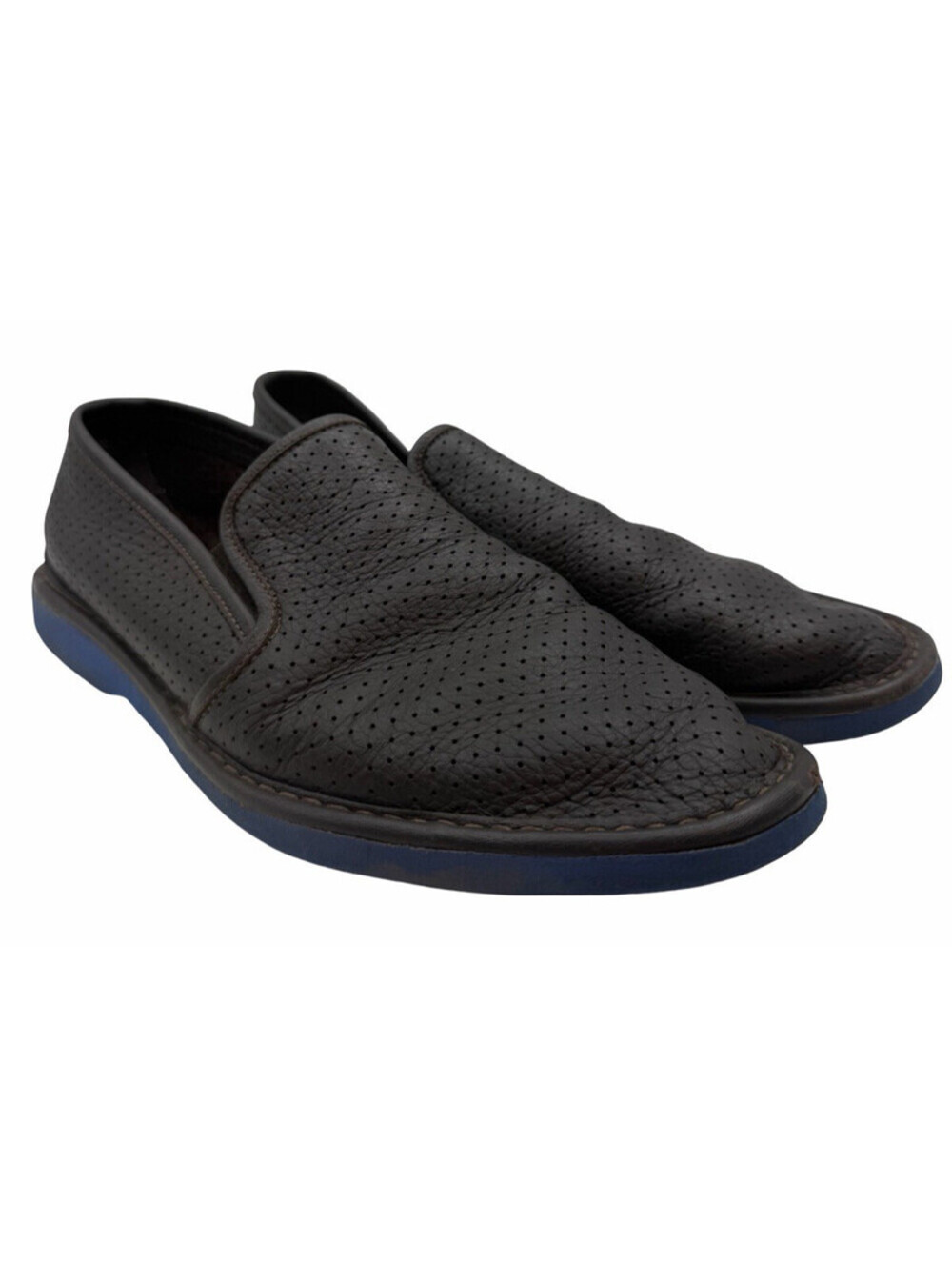 Pollini Perforated Leather Casual Loafers Brown Size EU 40 | US 7